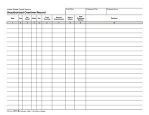 USPS Unauthorized Overtime Record