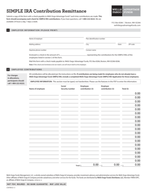 SIMPLE IRA Contribution Remittance Form