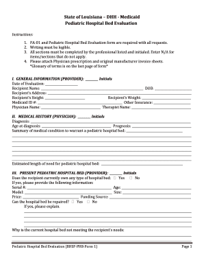 hospital evaluation form