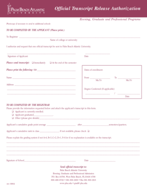 Official Transcript Release Authorization