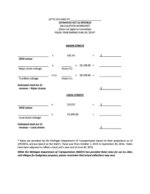 Estimated Act 51 Revenue Calculation Worksheet - Plante Moran