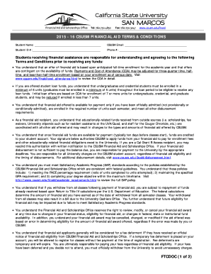 2015-16 CSUSM Financial Aid Terms & Conditions