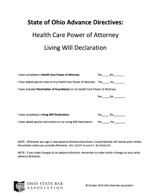 Ohio Health Care Power of Attorney