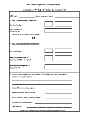 FHA Case Assignment Transfer Request
