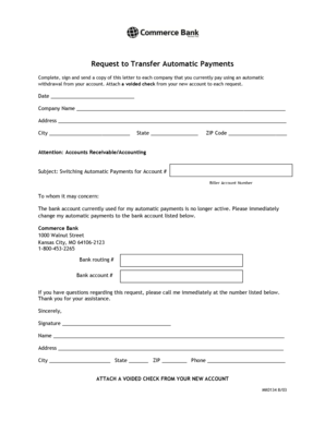 Request to Transfer Automatic Payments
