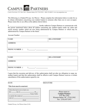 Federal Privacy Act Waiver