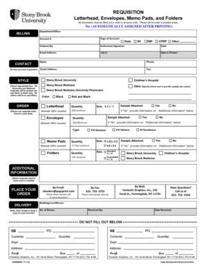 Stony Brook University Requisition Form