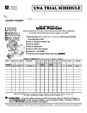 UNA Student Registration Form