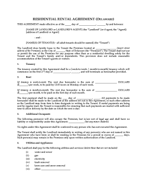 Residential Rental Agreement Delaware