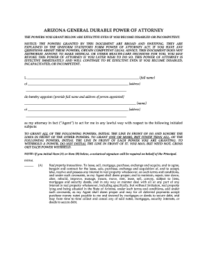 Arizona General Durable Power of Attorney