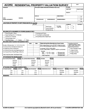 ACORD Residential Property Valuation Survey