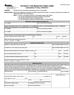 Affidavit for Manufactured Home Conversion to Real Property