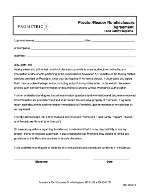 Proctor/Reader Nondisclosure Agreement