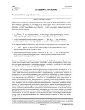 USDA Compliance Statement Form
