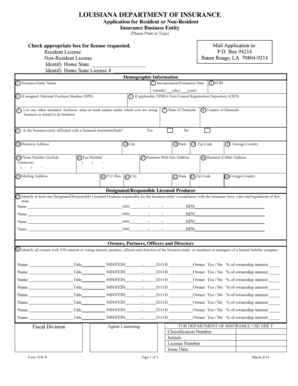 Louisiana Business Entity License Application