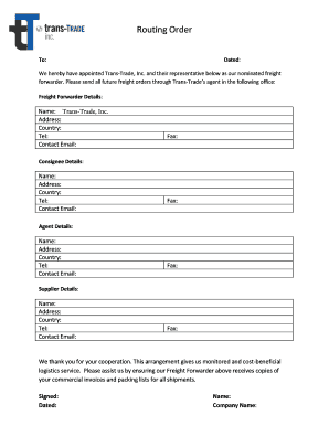 Freight Forwarder Appointment Form