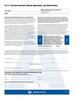 Boy Scouts of America Informed Consent and Release Agreement