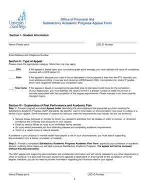Satisfactory Academic Progress Appeal Form