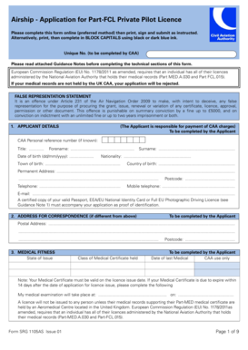UK Private Pilot Licence Application