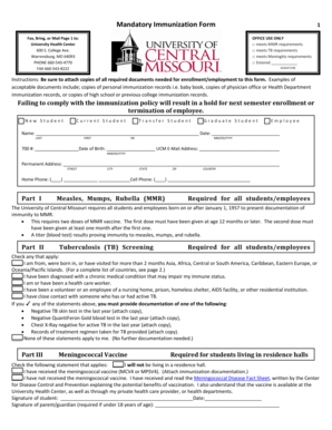 Mandatory Immunization Form