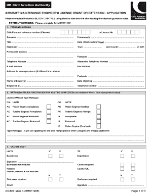 Aircraft Maintenance Engineer Licence Application