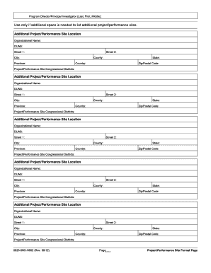 Additional Project Performance Site Form