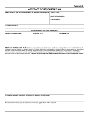 Research Plan Abstract Form