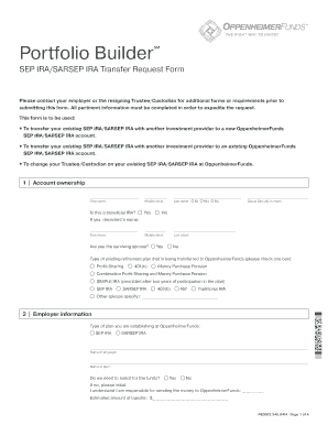 SEP IRA/SARSEP IRA Transfer Request Form