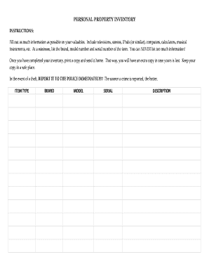 Personal Property Inventory Form