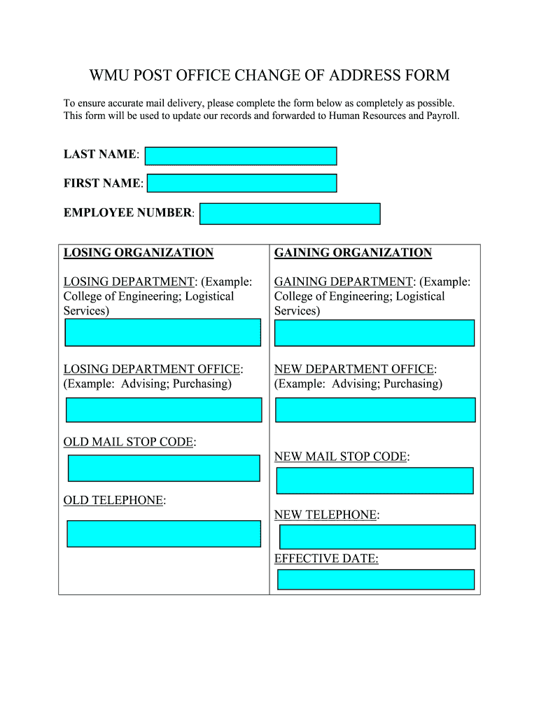 Printable Usps Change Of Address Form