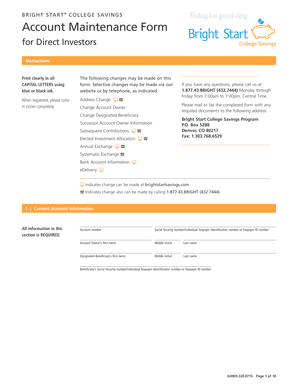 Bright Start Direct Account Maintenance Form - Bright Start College ...