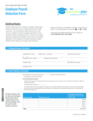 The Education Plan Employee Payroll Deduction Form