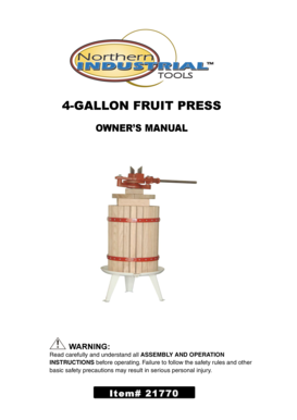 4-Gallon Fruit Press Owner's Manual