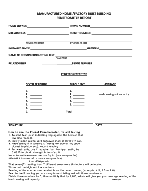 Manufactured Home Penetrometer Report
