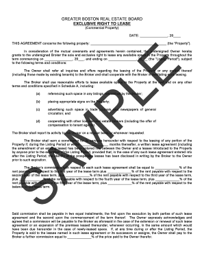 Exclusive Right to Lease Agreement