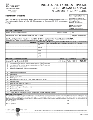 Independent Student Special Circumstances Appeal Form