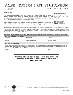 Date of Birth Verification Form