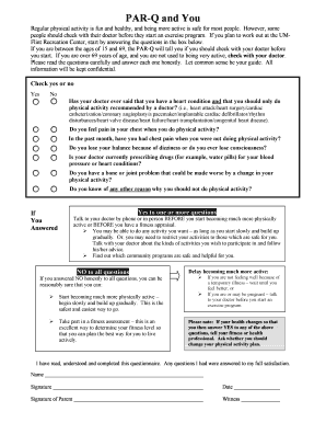 PAR-Q Health Questionnaire