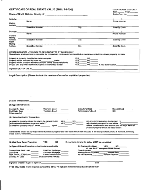 South Dakota Real Estate Value Certificate