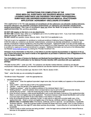 California Drug Medi-Cal Application Agreement
