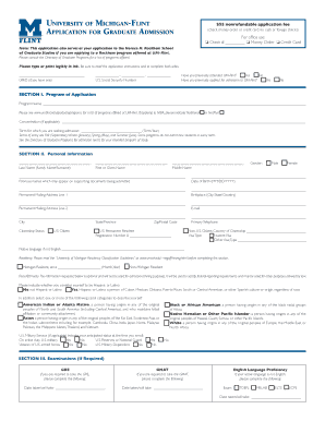 University of Michigan-Flint Graduate Admission Application