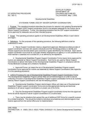 Florida Developmental Disabilities Support Plan Form
