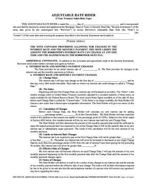 Adjustable Rate Rider for Mortgage