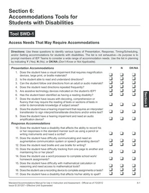 Maryland Student Disability Accommodation Tools