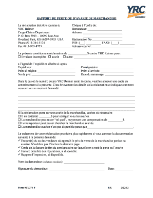 RAPPORT DE PERTE OU D’AVARIE DE MARCHANDISE
