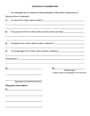Maryland Articles of Organization