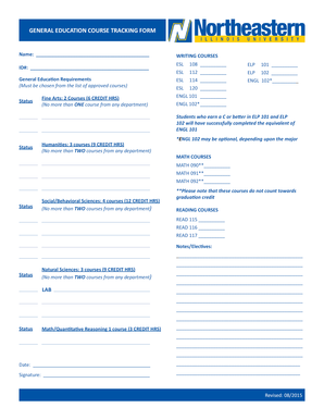 General Education Course Tracking Form
