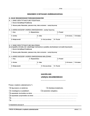 Polish Tax Certificate Request Form