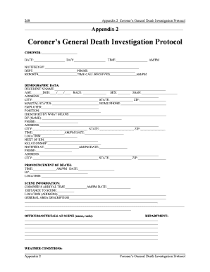 Coroner’s General Death Investigation Protocol