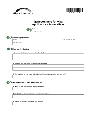 Visa Application Questionnaire for Business Conference Visit